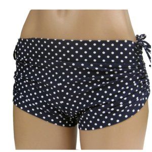 Navy Polka Dot Drawstring Yoga Shorts